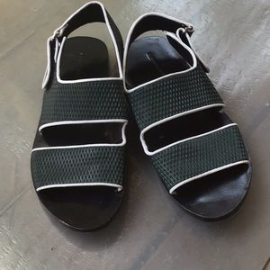 Green real leather sandals